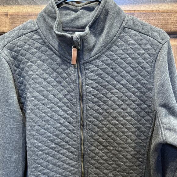 LL Bean‎ Quilted Sweatshirt Full Zip Grey Women’s Cardigan Size P Large - Picture 5 of 9